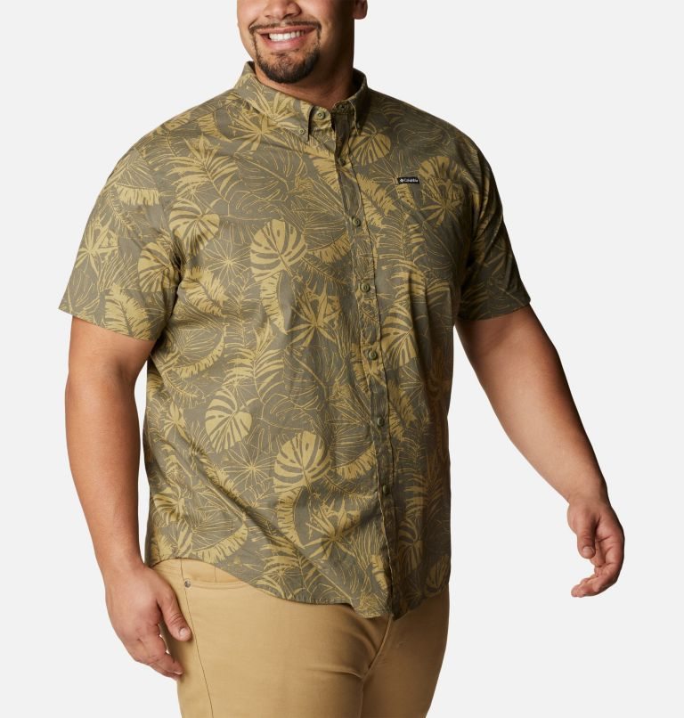 Men's Columbia Rapid Rivers Printed Short Sleeve Shirts Olive | Plus Size CA-J501L